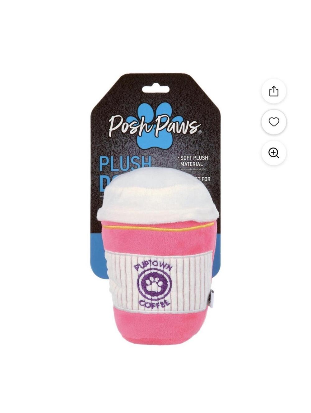Posh Paws Plush Dog Toy Puptown Coffee Pink Pet Toy Soft Chew